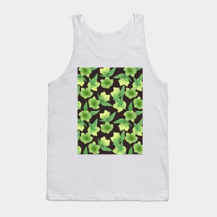 Green Hellebore on Chocolate Background Tank Top